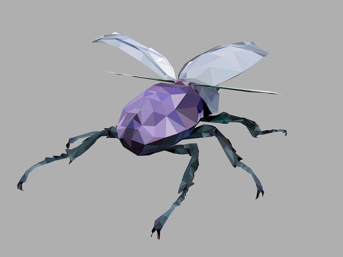 Firefly Bark Beetle Low Polygon Art Insect Low-poly 3D model_21