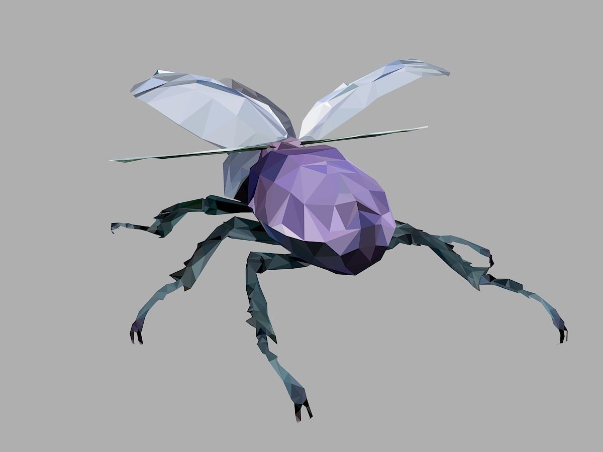 Firefly Bark Beetle Low Polygon Art Insect Low-poly 3D model_18
