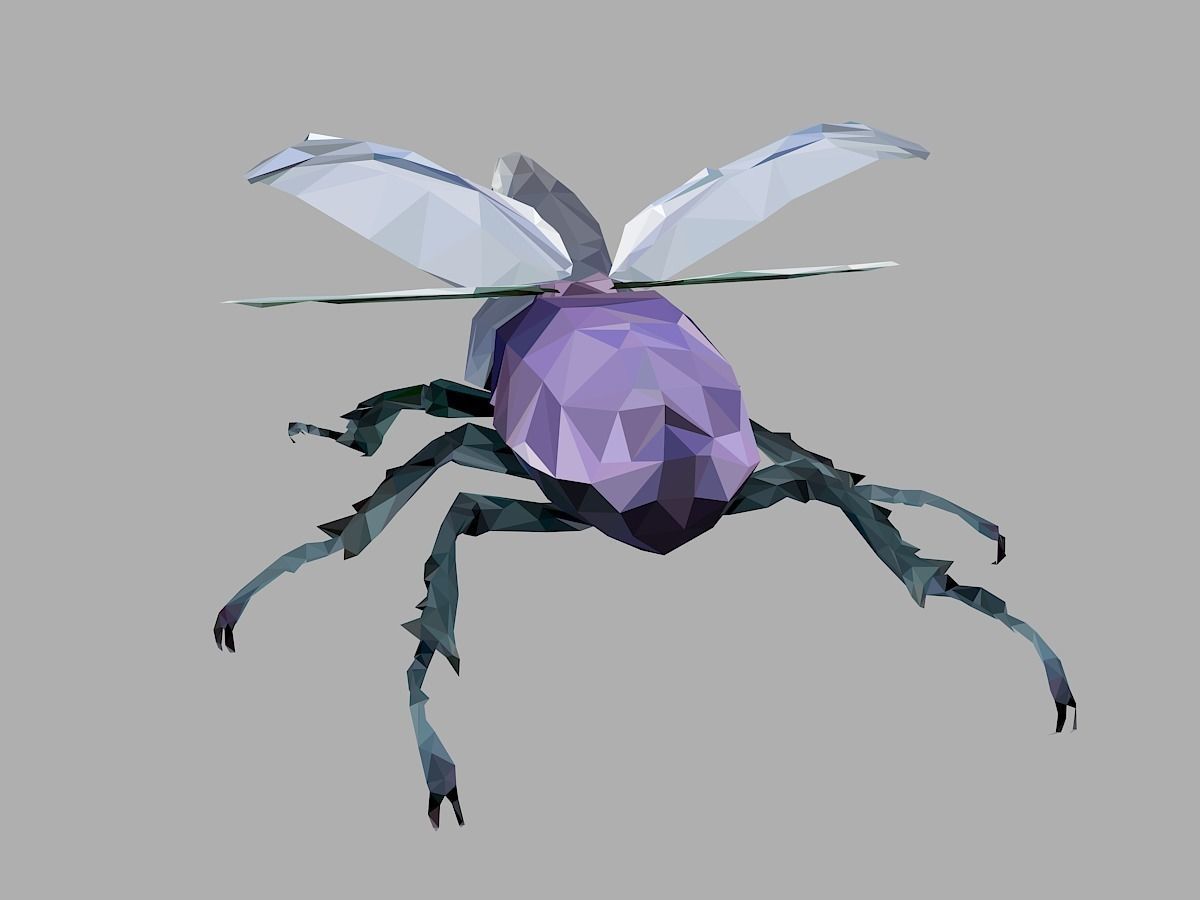 Firefly Bark Beetle Low Polygon Art Insect Low-poly 3D model_16