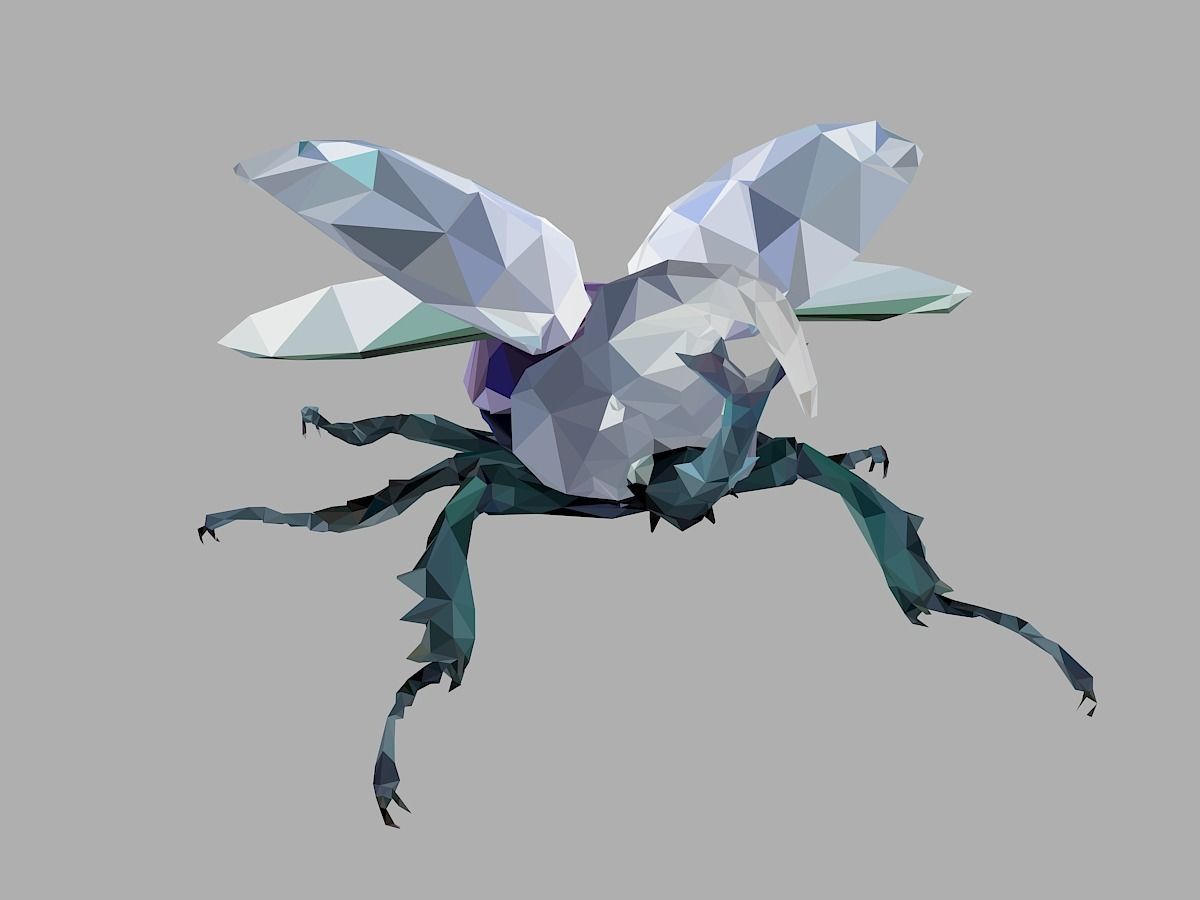 Firefly Bark Beetle Low Polygon Art Insect Low-poly 3D model_2