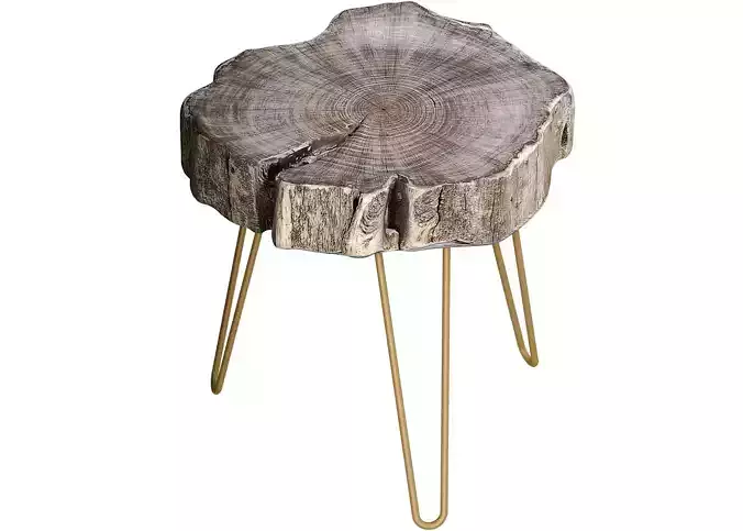Wooden coffee side table made of Slab wood in Rustic  Art Deco 