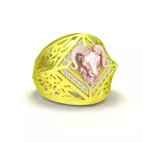 Bold Goat Head Mens Ring with Diamond Accents 92a