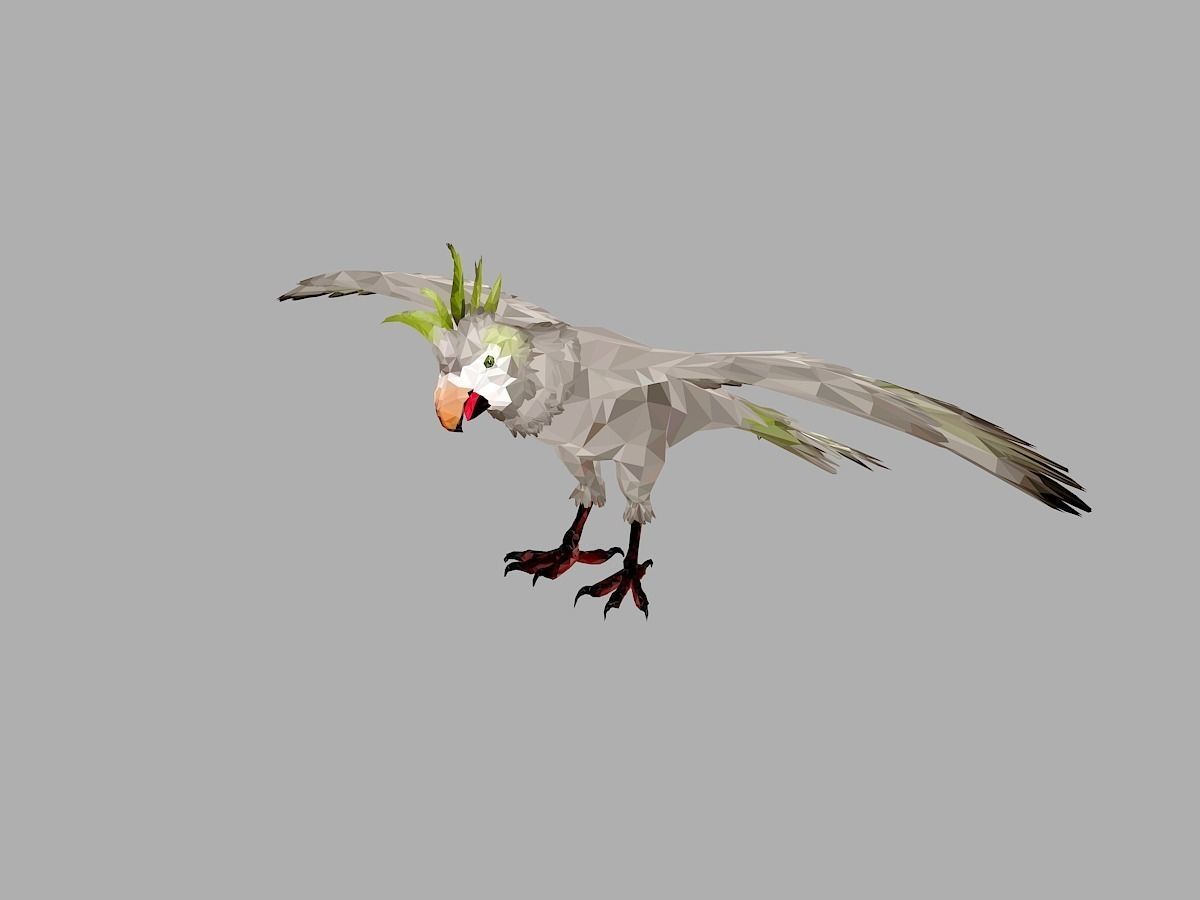Parrot Low Polygon Art Bird Animal Low-poly 3D model_7