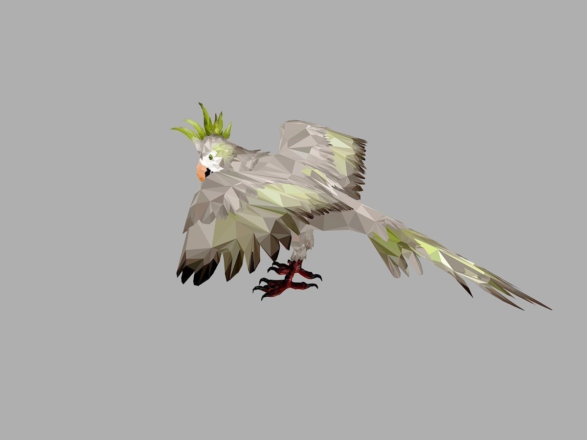 Parrot Low Polygon Art Bird Animal Low-poly 3D model_11