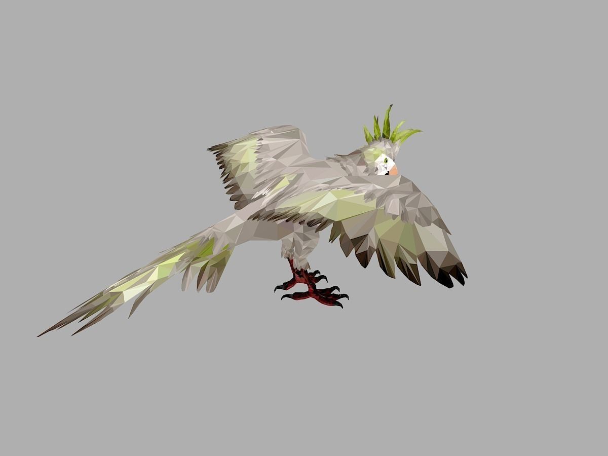 Parrot Low Polygon Art Bird Animal Low-poly 3D model_23