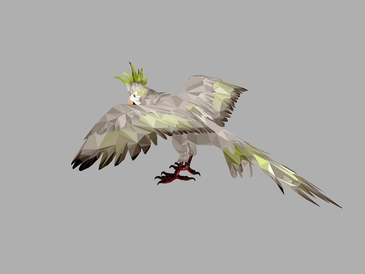 Parrot Low Polygon Art Bird Animal Low-poly 3D model_12