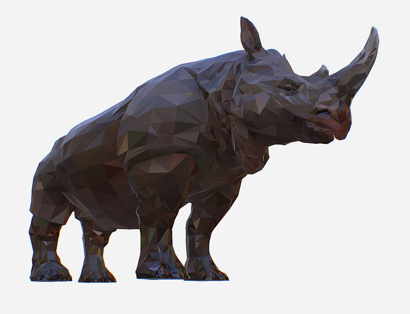 Rhino Low Polygon Art Animal Low-poly 3D model_9