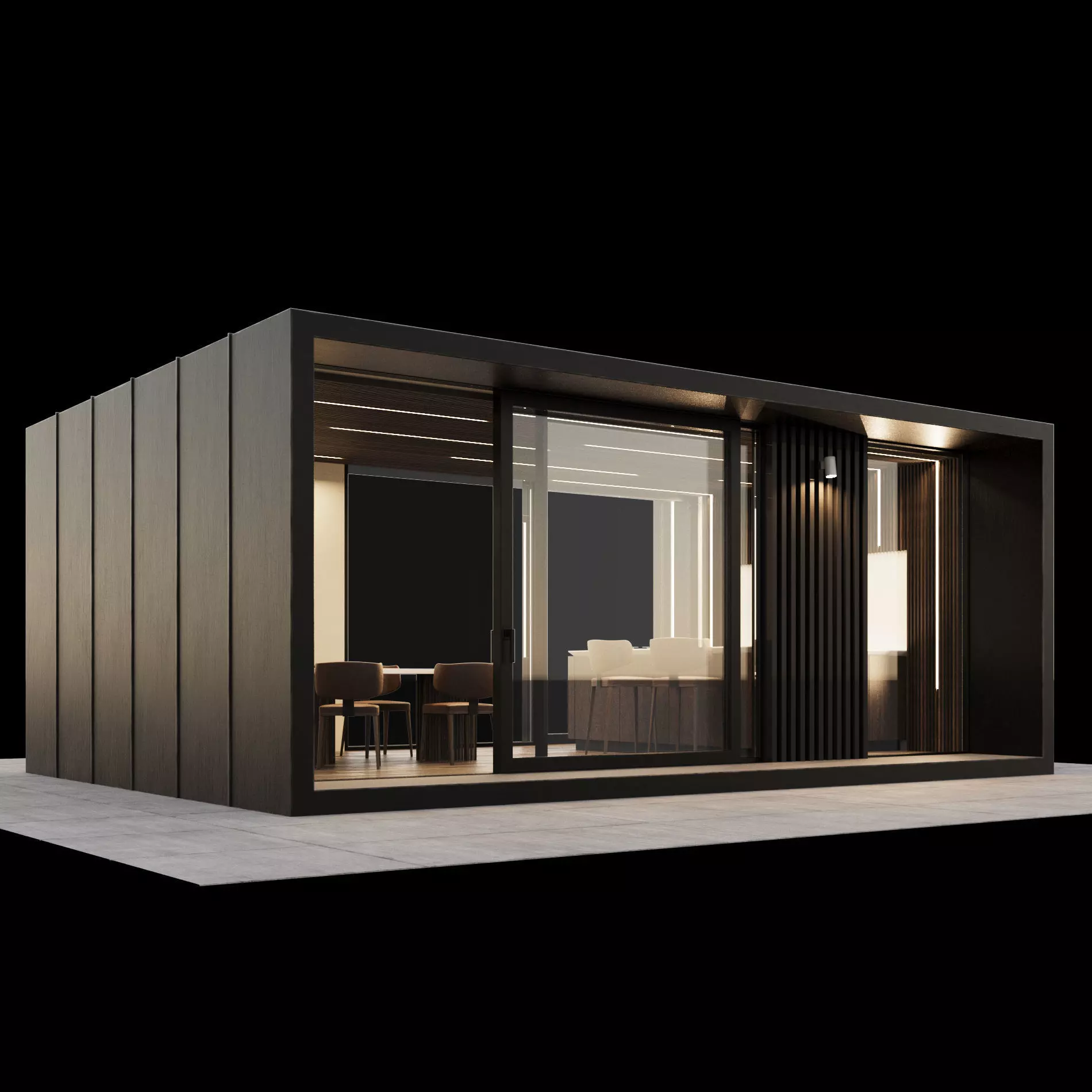 Modern closed gazebo with summer kitchen and BBQ pavilion 3D model