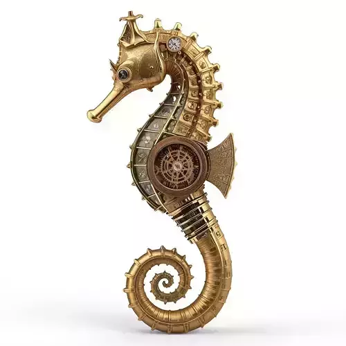 Steampunk Seahorse Creature 3D Model