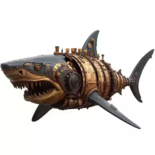 Steampunk Shark Creature 3D Model