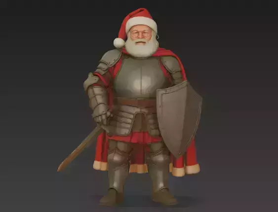 Santa Knight - Armored Christmas Guardian 3D Character