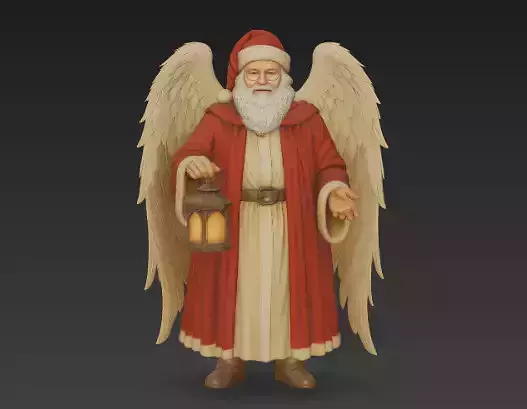 Angelic Guardian Santa - Christmas Angel Character 3D Model