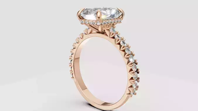 Engagement ring french pave shank