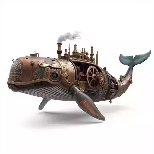 Steampunk Whale Creature 3D Model
