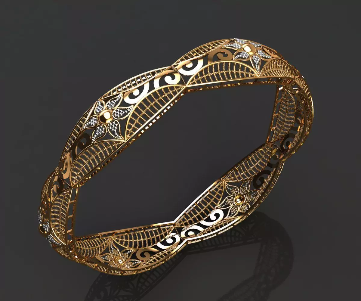 130 Floret Crown Bangle 13gm 3D print model