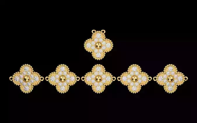 Vintage Alhambra bracelet 5 motifs and pendat