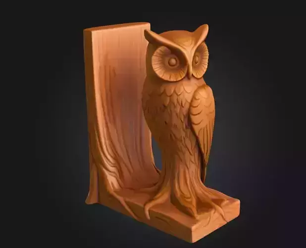 Tree to Owl Bookend 3D Model Stylized Wood Themed CG Asset