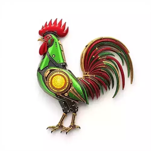 Ornate Cybernetic Rooster Emblem 3D Model Portugal