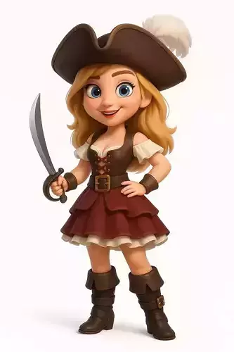 Pirate Girl Adventurer - Stylized Character 3D Model