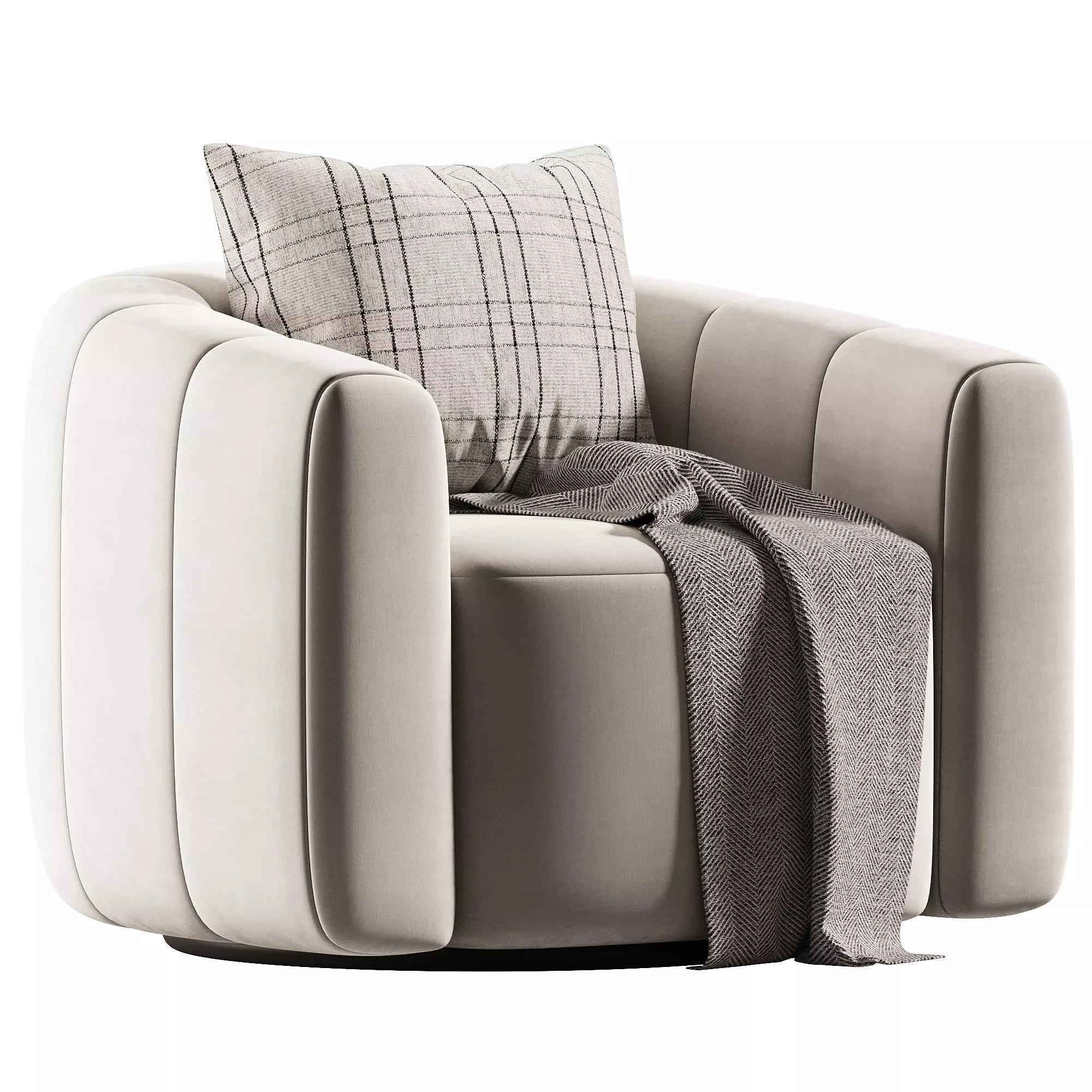 Green Velvet Swivel Chair Low-poly 3D model