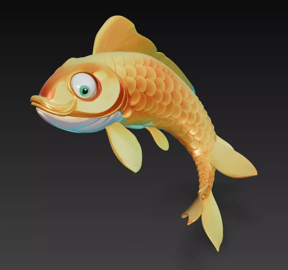 Golden Koi Fish - Stylized Fantasy Creature 3D Model 3D print model
