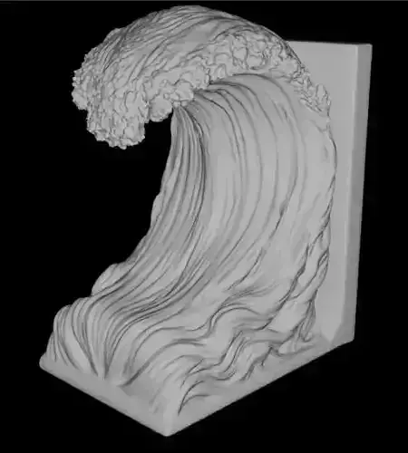 Cresting Wave Bookend Unscaled Printable 3D Model