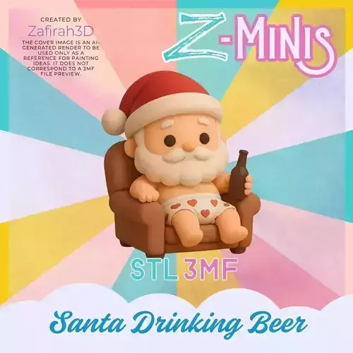 SANTA DRINKING BEER CHRISTMAS Z-MINIS