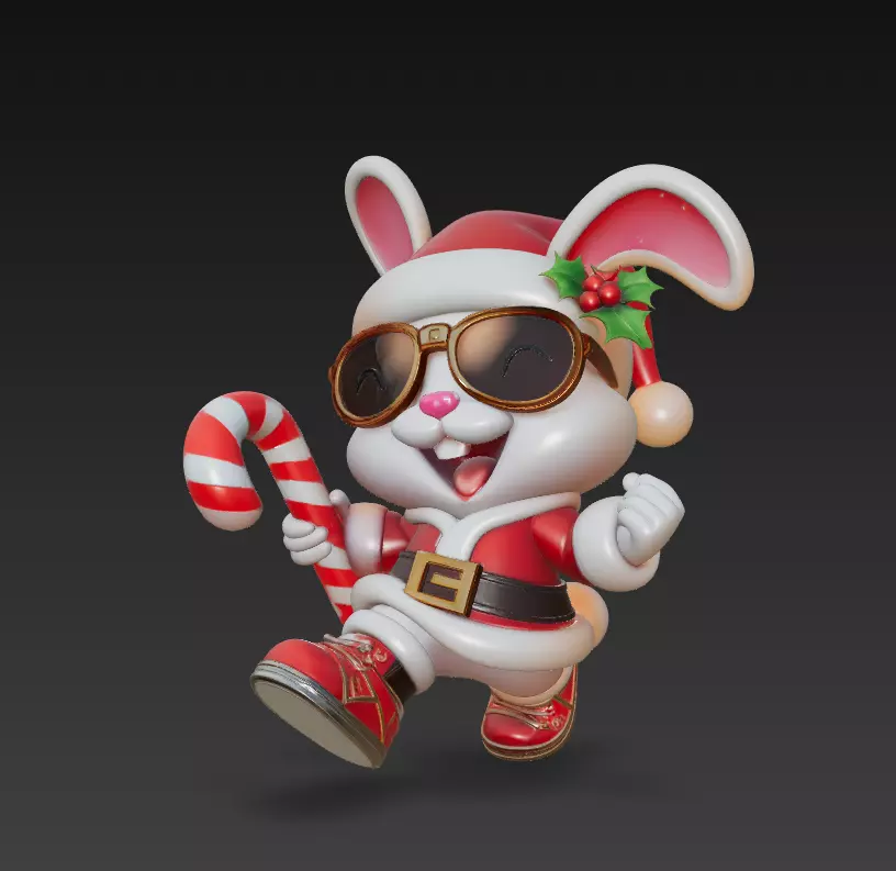 Santa Bunny - Festive Christmas Rabbit 3D Model 3D print model