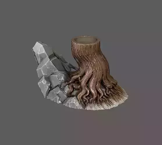 Tree And Rock Pen Holder Unscaled Printable 3D Model