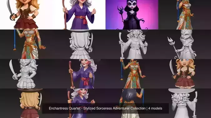 Enchantress Quartet - Stylized Sorceress Adventurer Collection
