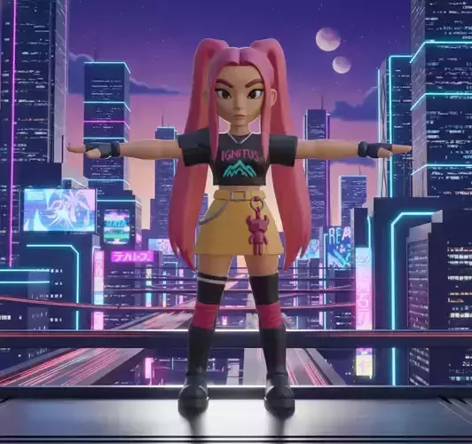 Mira KPop Demon Hunter Collectible Character T-pose Low-poly 3D model