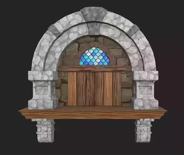 Stylized Medieval Window Game-Ready Low Poly PBR