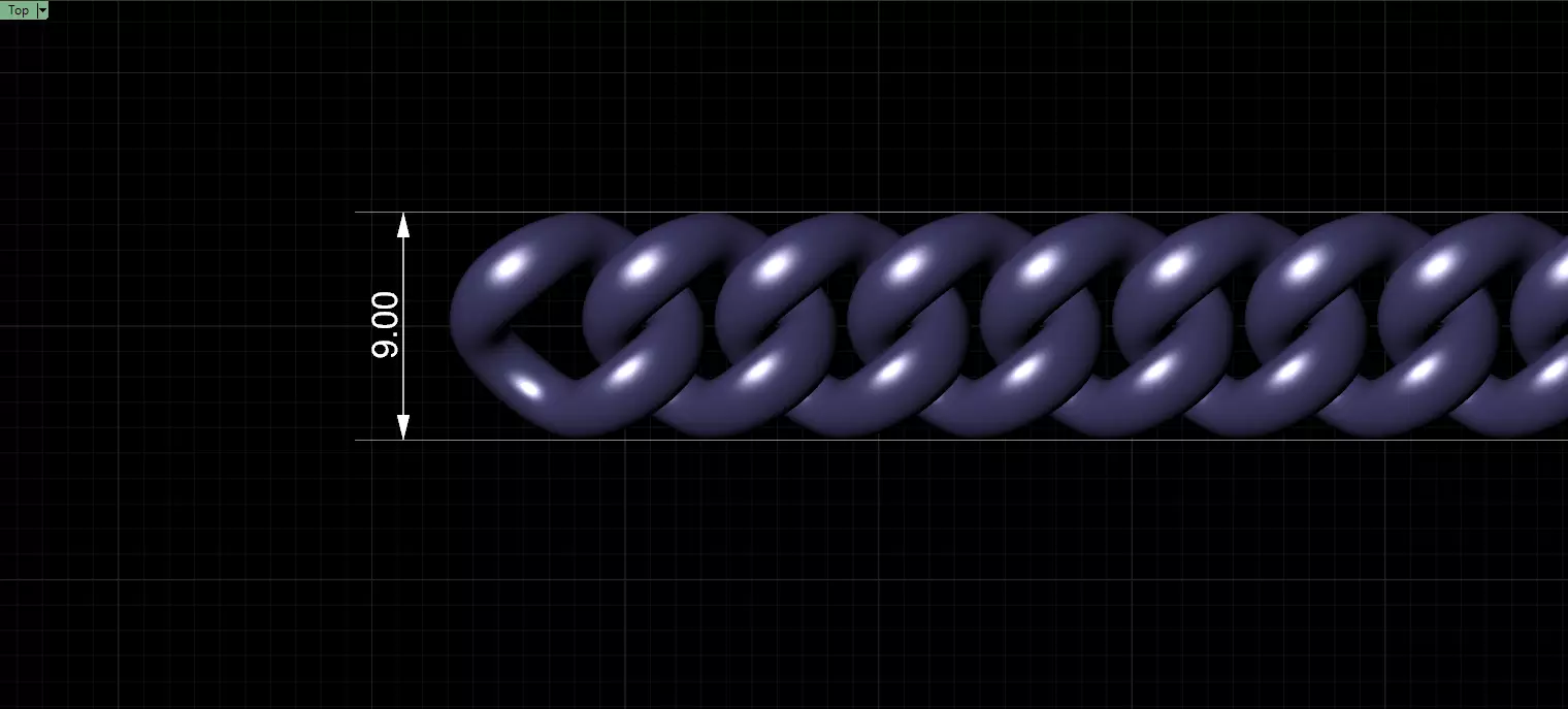 9mm Wide - Solid Cuban Chain - Lock box not included 3D print model