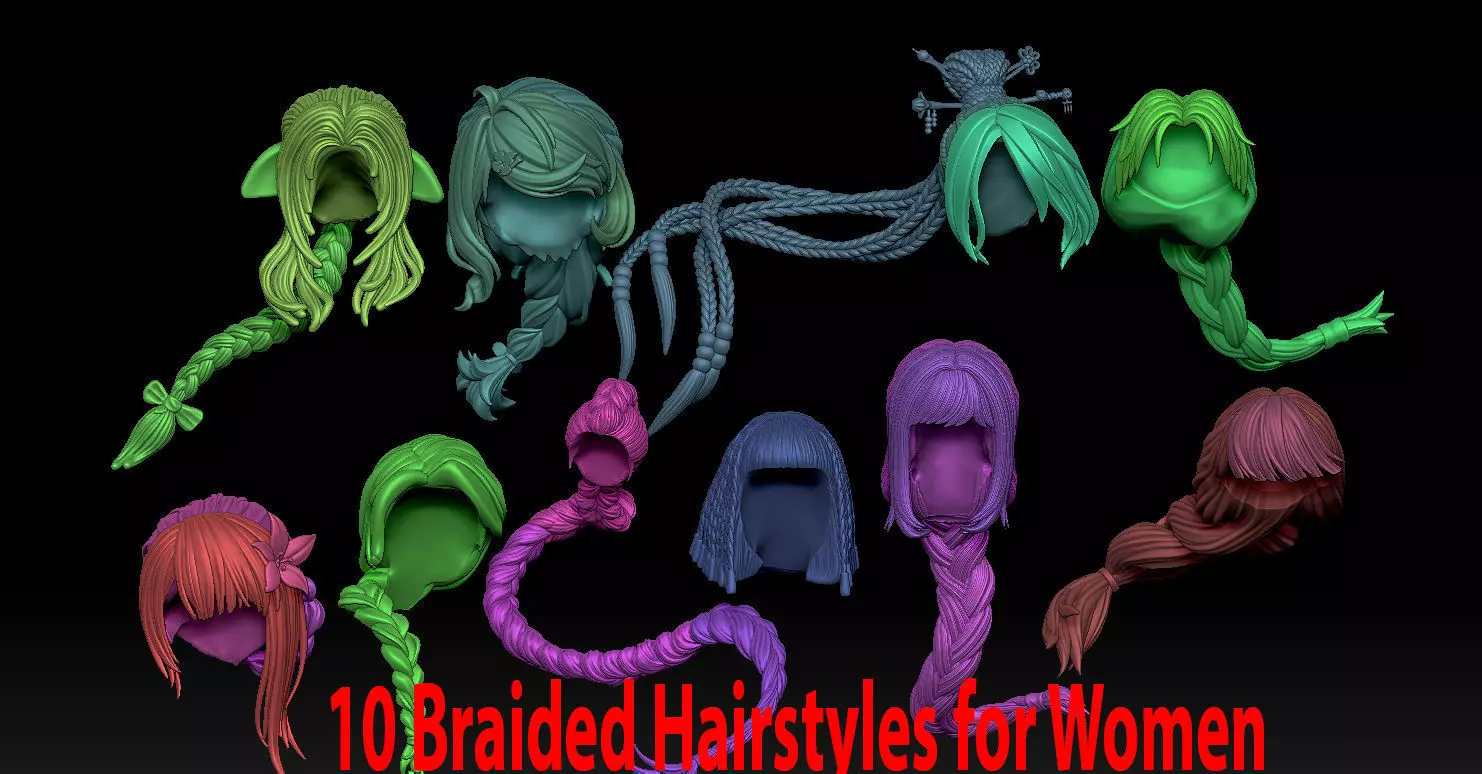 10 Braided Hairstyles for Women 3D print model