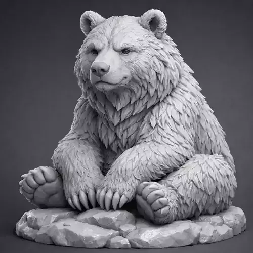 Seated bear sculpture