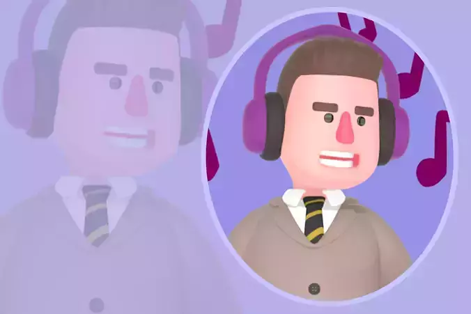 Stylized 3D Lawyer Character - Cartoon Relaxed Music Walk