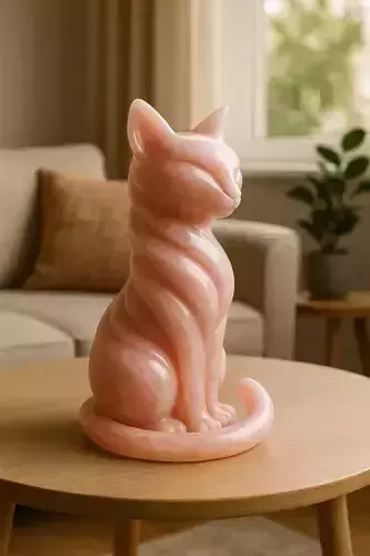 Serenity Gemstone Cat Sculpture