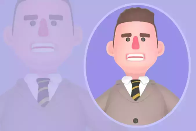 Stylized 3D Male Lawyer - Angry with Money Bag and Marker