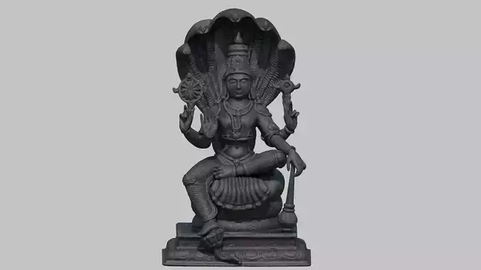 Lord vishnu stone sculpture statue hi poly