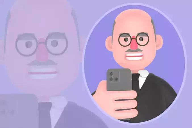 Stylized 3D Male Judge Character - Friendly Walking Pose