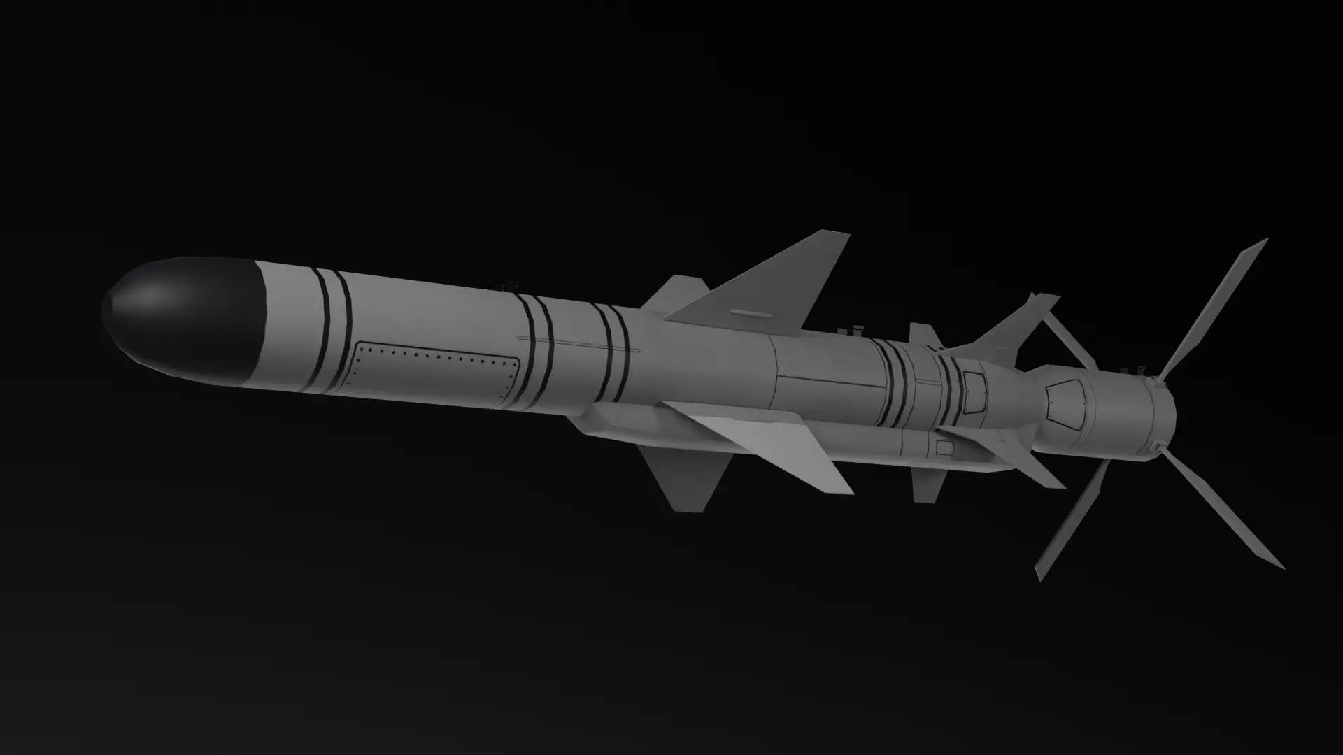 Kh-35 Anti-Ship Missile Game-Ready Rig-Ready Free low-poly 3D model