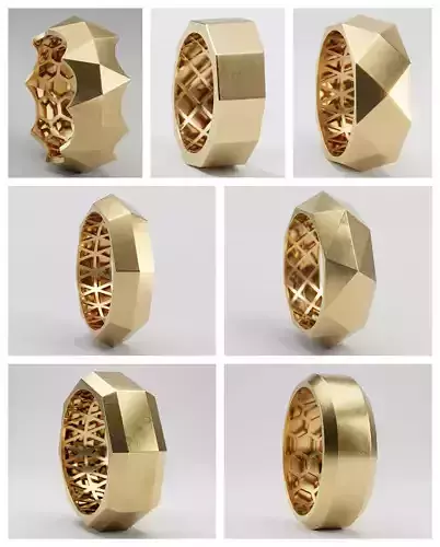 Faceted Ring Collection 7 Designs for Jewelry Casting 4 size