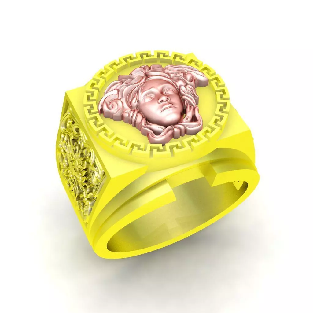 Medusa Portrait Luxury Men Ring 93a 3D Print Model 3D print model
