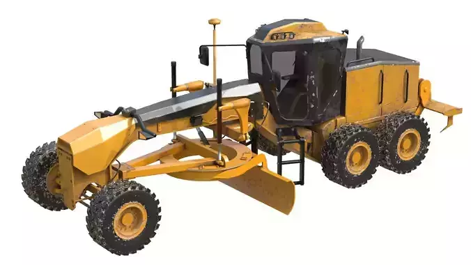 140M motor grader Low-poly 3D model