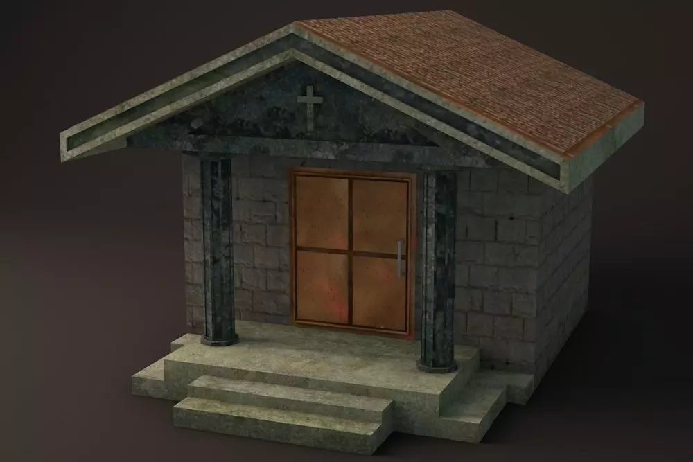 Crypt 1 Lowpoly Game Ready house with roof Low-poly 3D model
