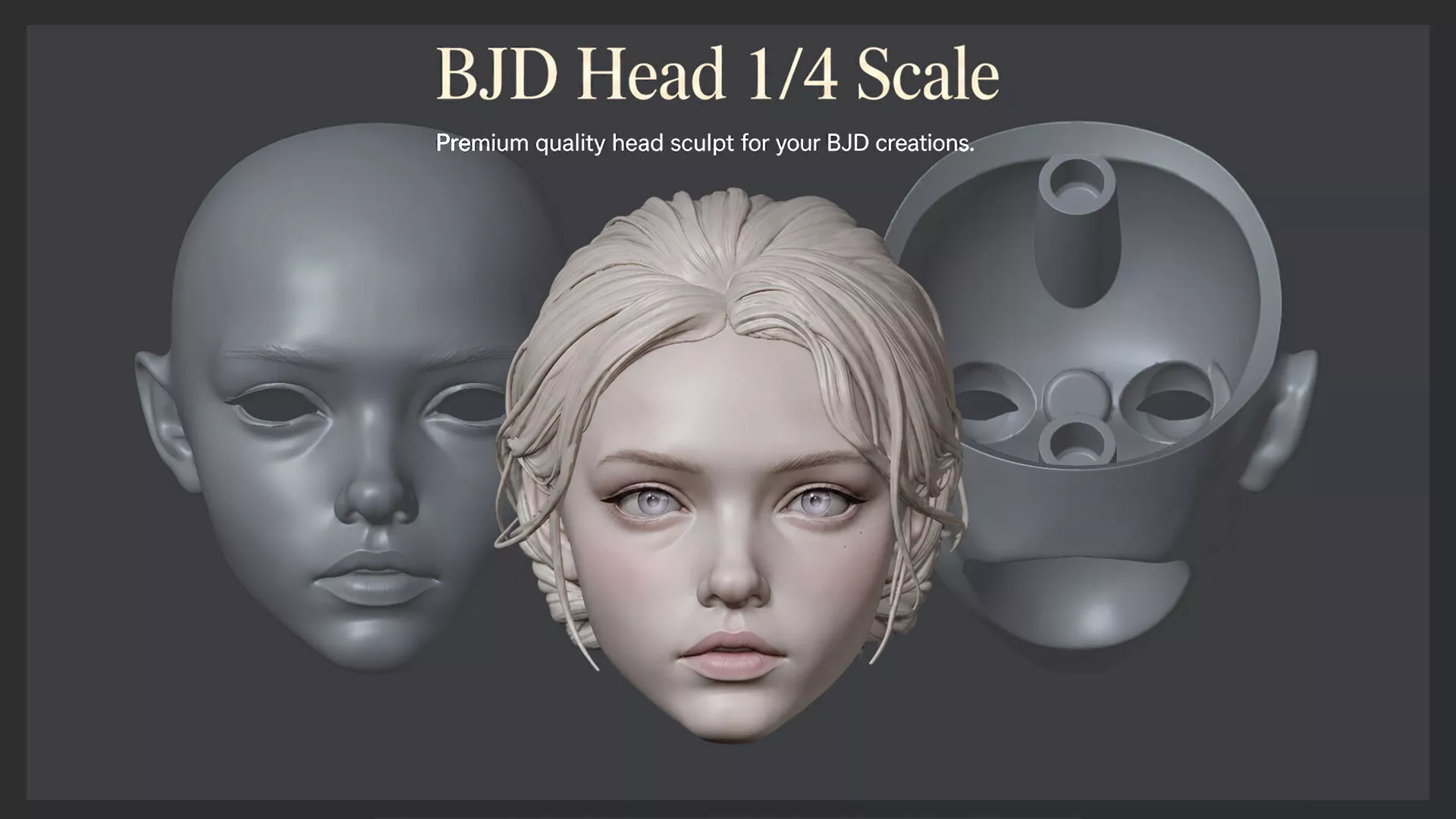 BJD Head STL File with Eye Rotation Mechanism M0669 3D print model