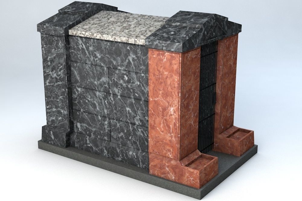 Crypt 2 Low Poly Game Ready gravestone with door Low-poly 3D model_1