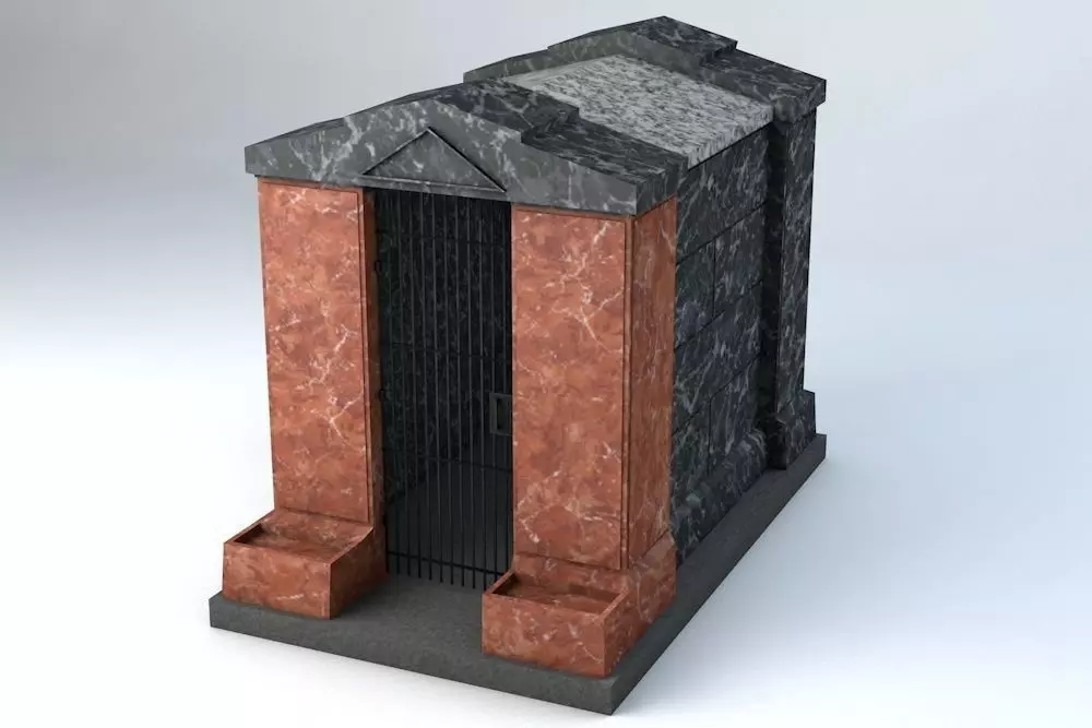 Crypt 2 Low Poly Game Ready gravestone with door Low-poly 3D model_0