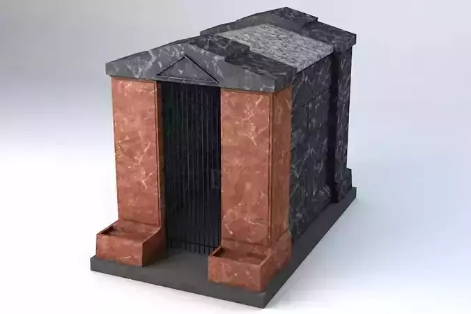 Crypt 2 Low Poly Game Ready gravestone with door