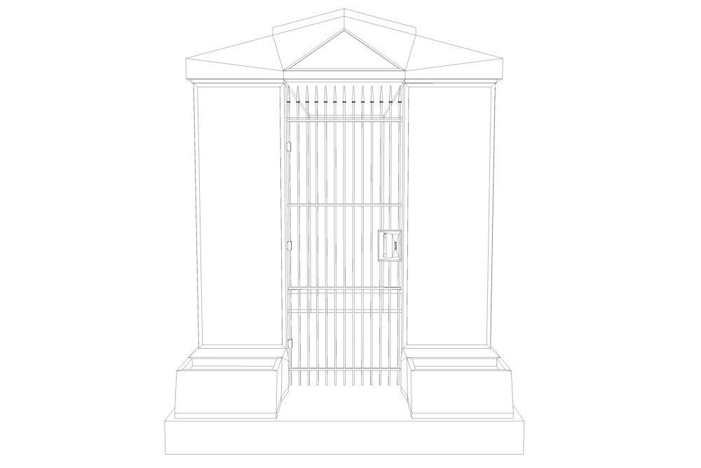 Crypt 2 Low Poly Game Ready gravestone with door Low-poly 3D model_5